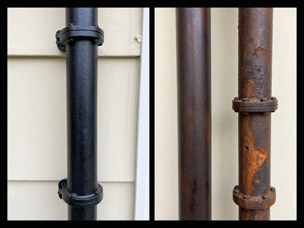Comparison of new and corroded cast iron pipe sections
