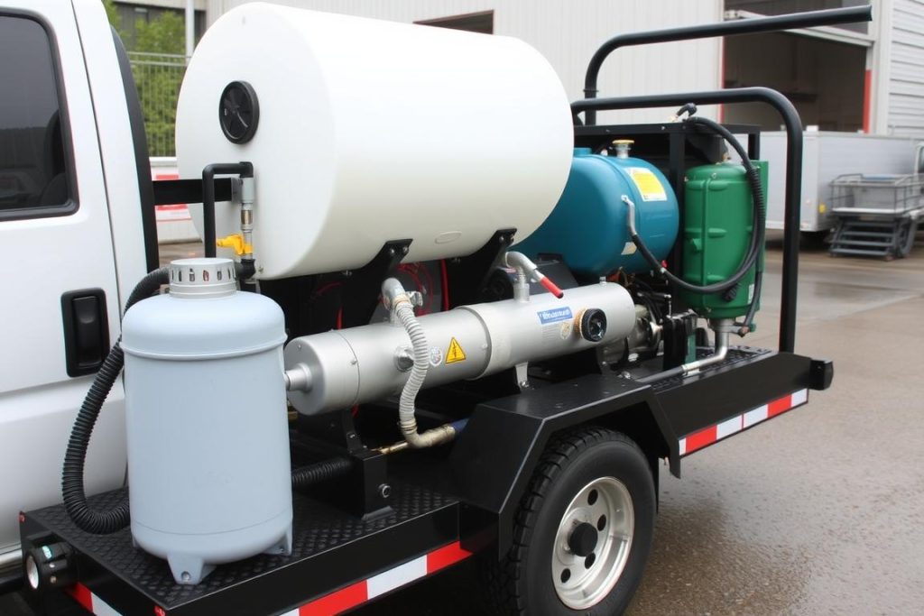 Eco-friendly hydro-jetting equipment demonstrating water-only drain cleaning method