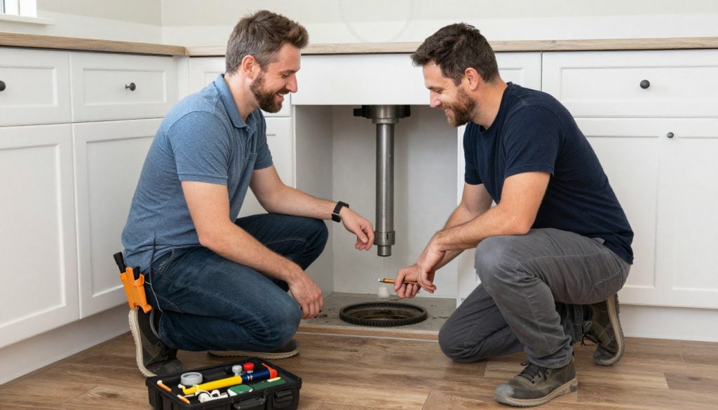 Happy homeowner after successful same-day drain repair