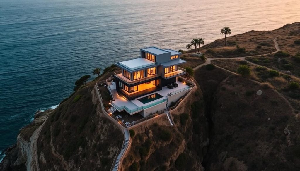 Luxury clifftop home in La Jolla showing challenging terrain and ocean views that affect drain systems