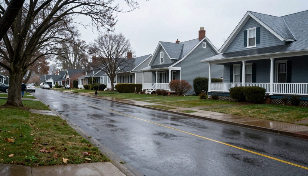 Mission Hills neighborhood during rainy weather
