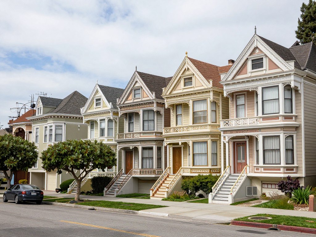 Mission Hills residential street showing variety of historic home styles