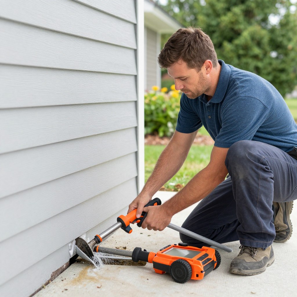 Professional drain cleaning service in action