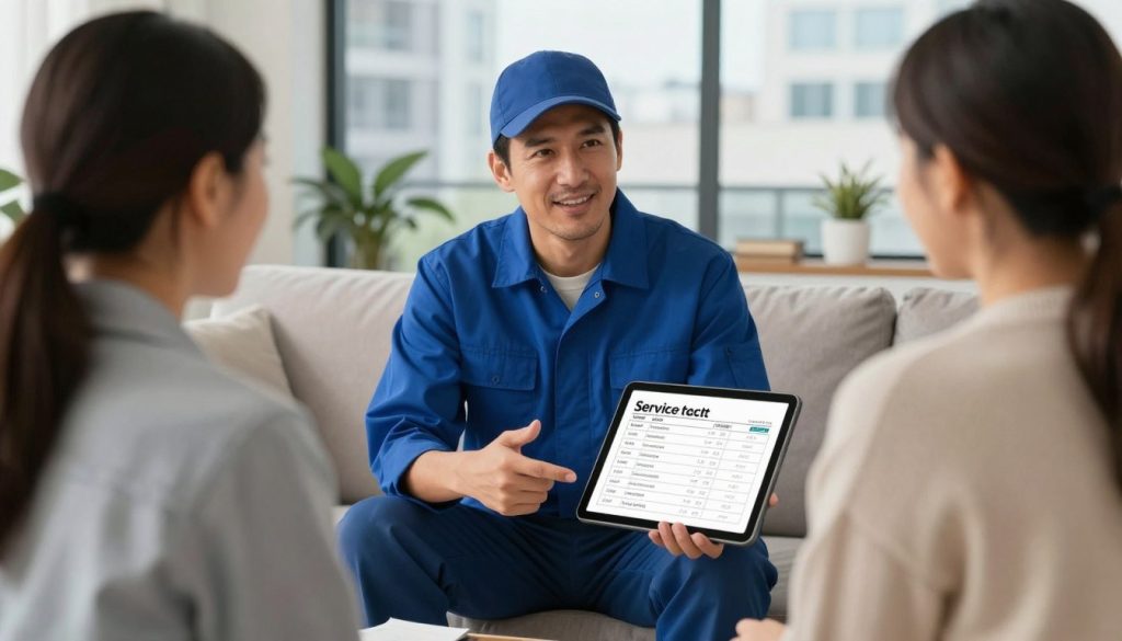 Professional providing transparent service estimate to downtown San Diego homeowner