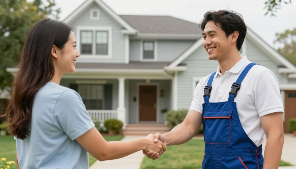 Satisfied Mission Hills homeowner with professional plumber