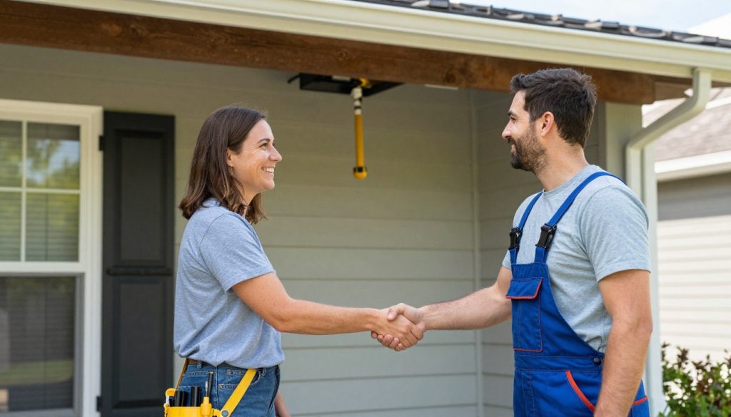 Satisfied North Park homeowner with professional plumber