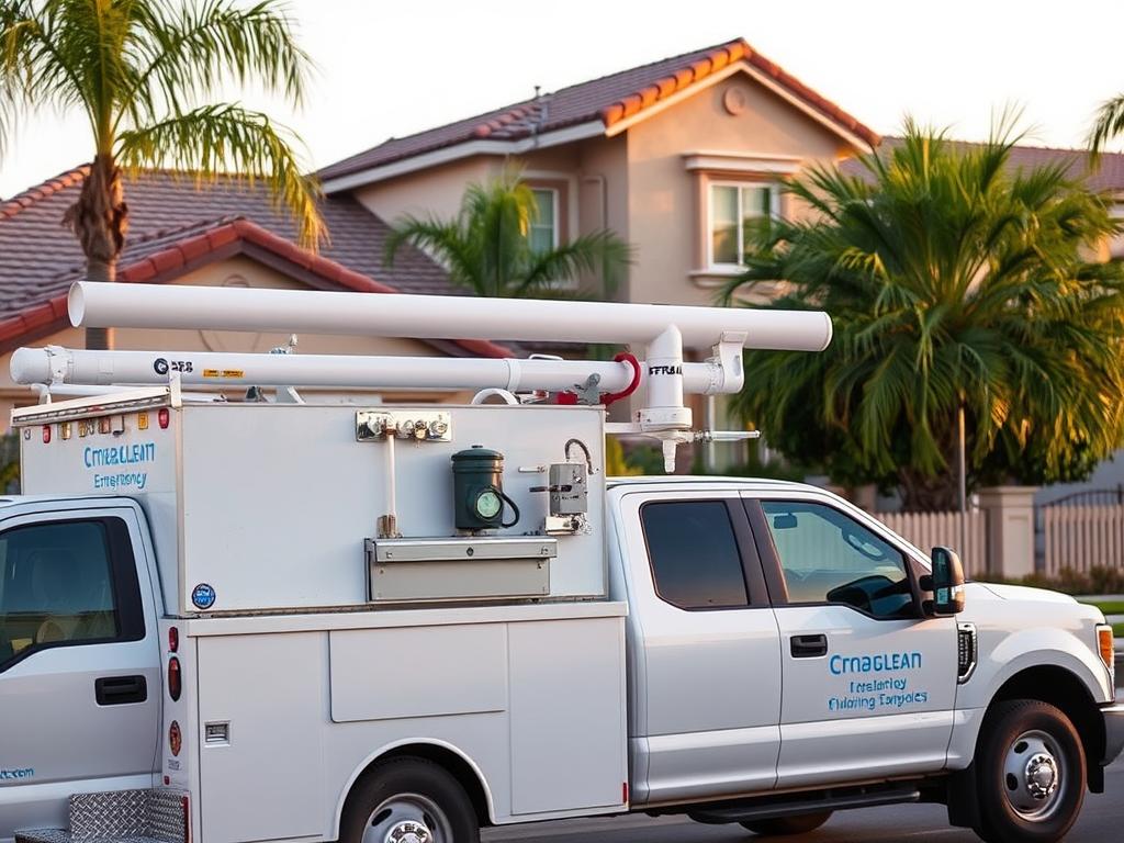 emergency drain cleaning truck in Chula Vista CA neighborhood